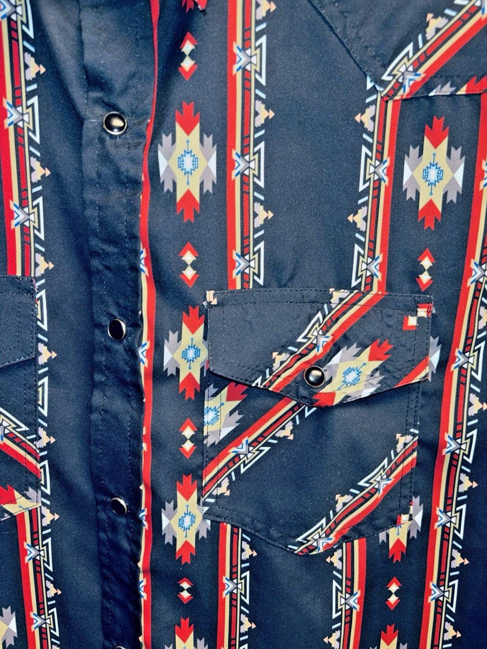 Pearl Snap Short Sleeve Cowboy The American West Shirt Mens 3XL Aztec Western